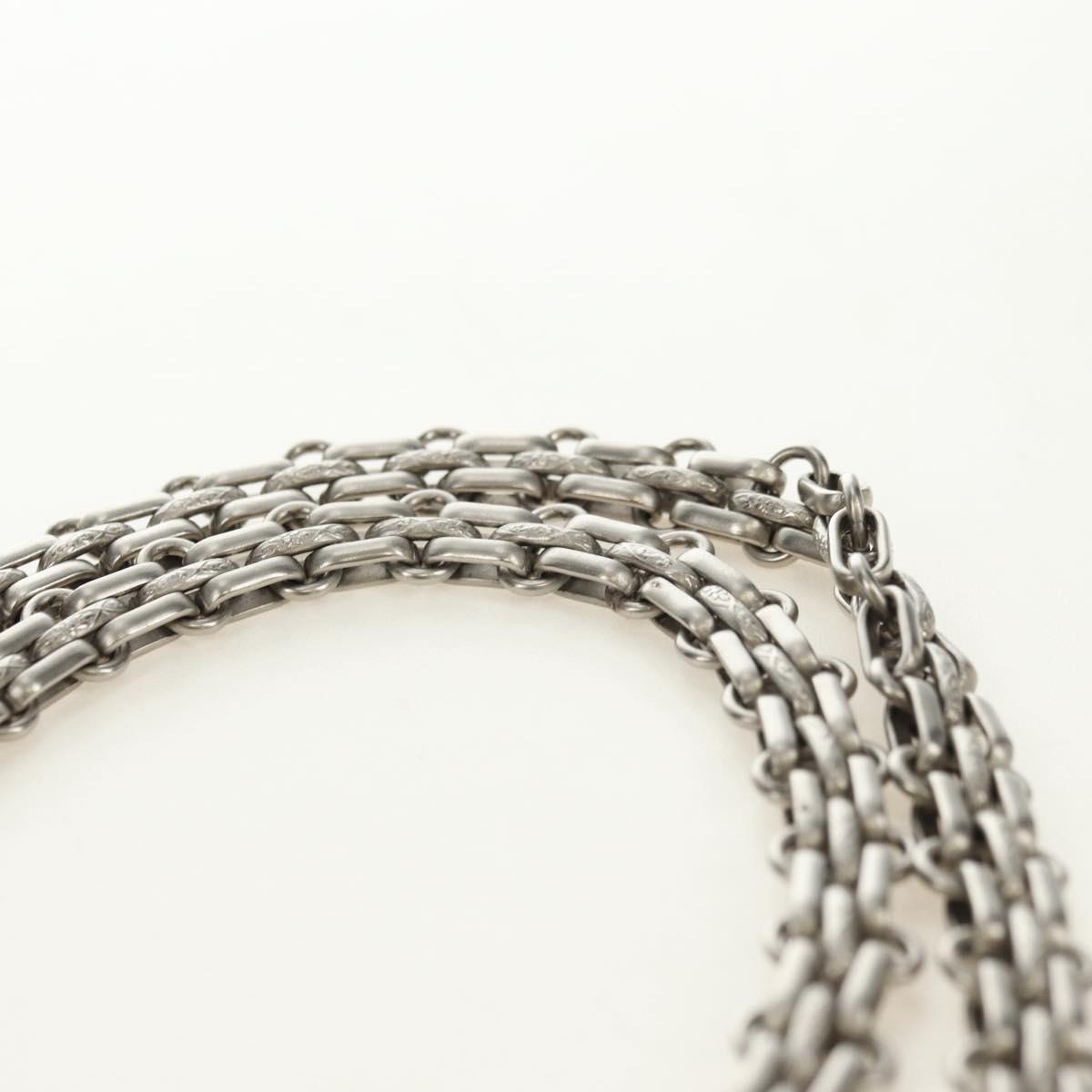CHANEL 2.55 Chain Shoulder Bag Lamb Skin Silver CC Auth 181385SAM