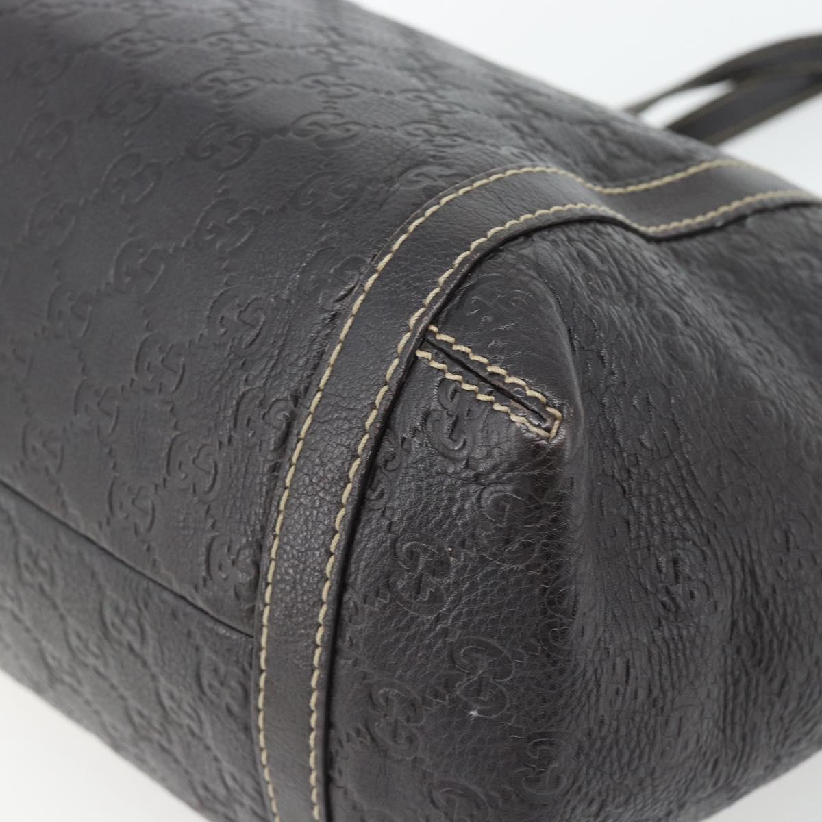 GUCCI GG Canvas Guccissima Tote Bag Leather Dark Brown Gold 233607 Auth 181391V