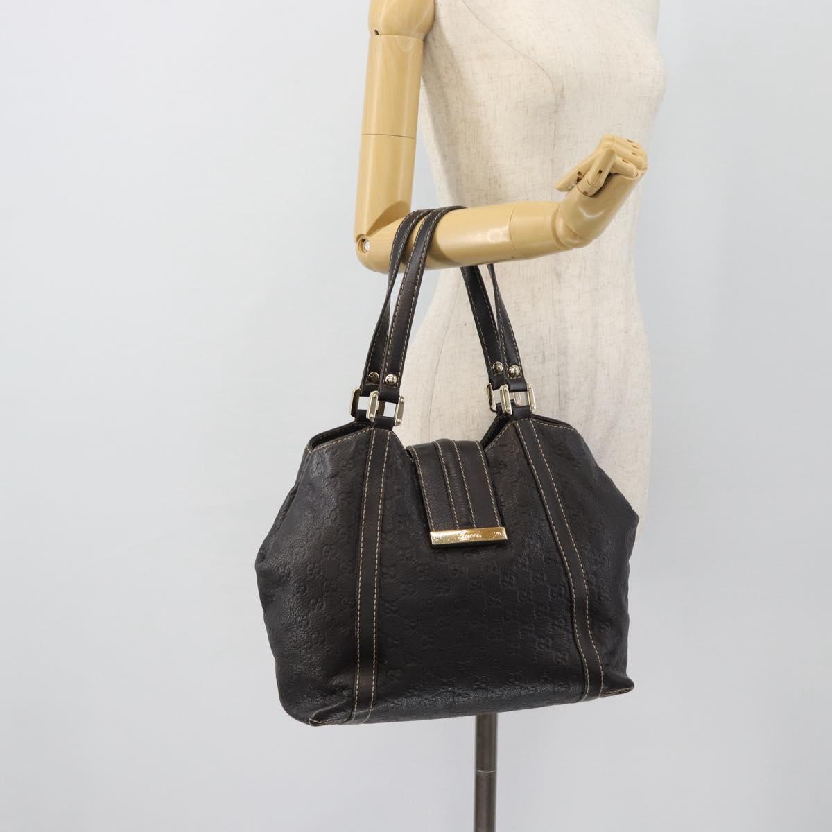 GUCCI GG Canvas Guccissima Tote Bag Leather Dark Brown Gold 233607 Auth 181391V