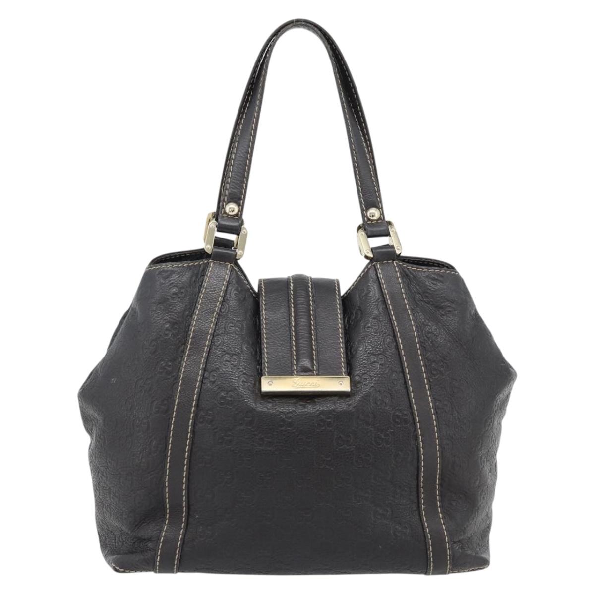 GUCCI GG Canvas Guccissima Tote Bag Leather Dark Brown Gold 233607 Auth 181391V