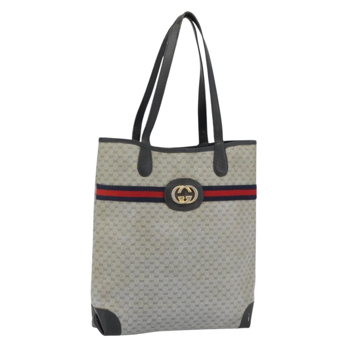 GUCCI Micro GG Supreme Sherry Line Bag PVC Navy Gold 002 904 0131 Auth 181396