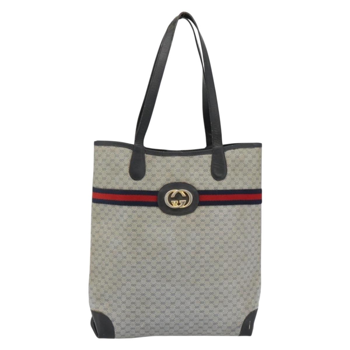 GUCCI Micro GG Supreme Sherry Line Bag PVC Navy Gold 002 904 0131 Auth 181396