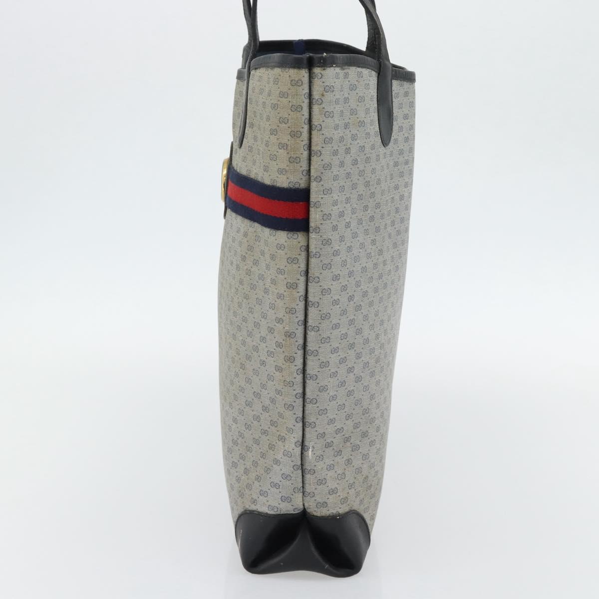 GUCCI Micro GG Supreme Sherry Line Bag PVC Navy Gold 002 904 0131 Auth 181396