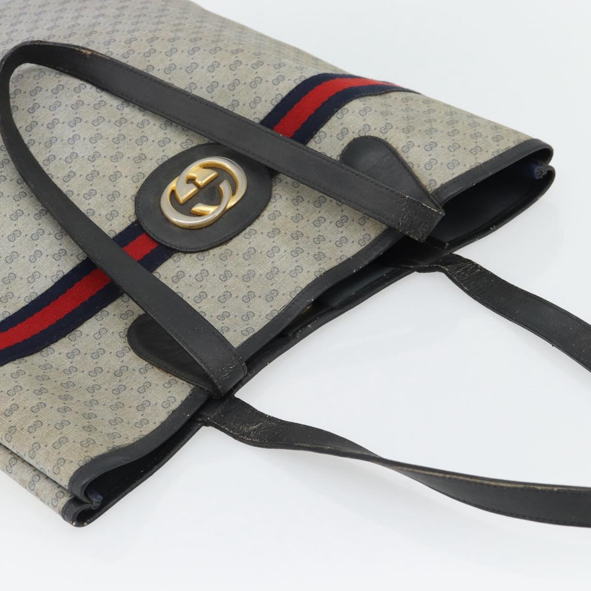 GUCCI Micro GG Supreme Sherry Line Bag PVC Navy Gold 002 904 0131 Auth 181396