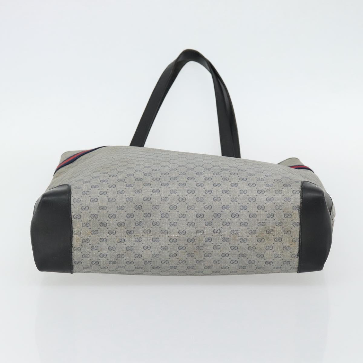 GUCCI Micro GG Supreme Sherry Line Bag PVC Navy Gold 002 904 0131 Auth 181396
