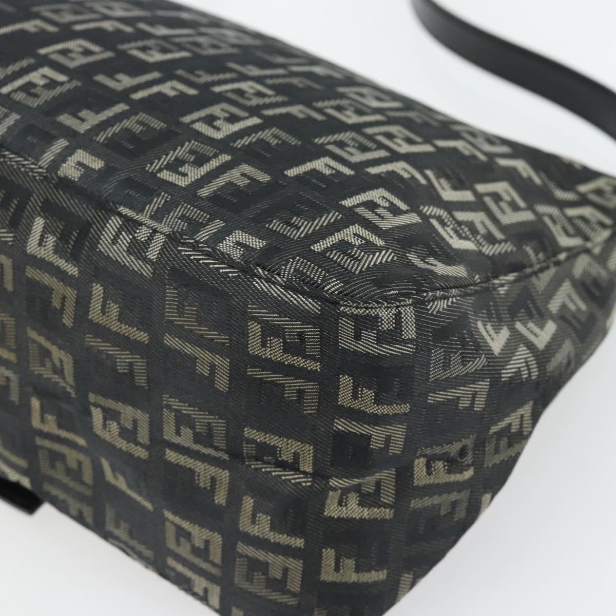 FENDI Zucchino Canvas Mamma Baguette Shoulder Bag Gray Silver Auth 181399V