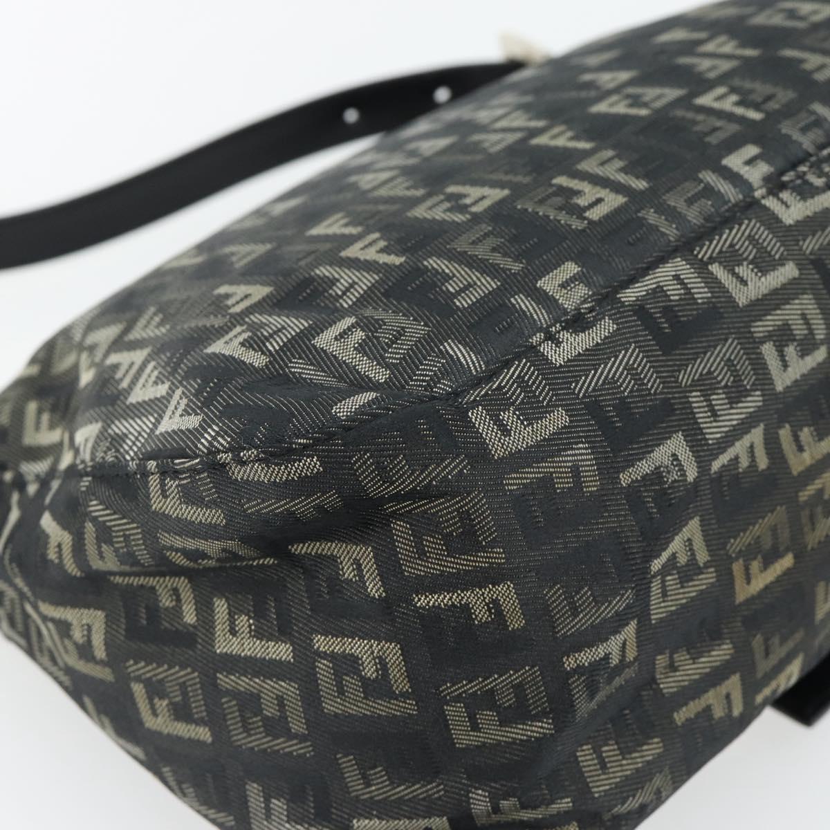 FENDI Zucchino Canvas Mamma Baguette Shoulder Bag Gray Silver Auth 181399V
