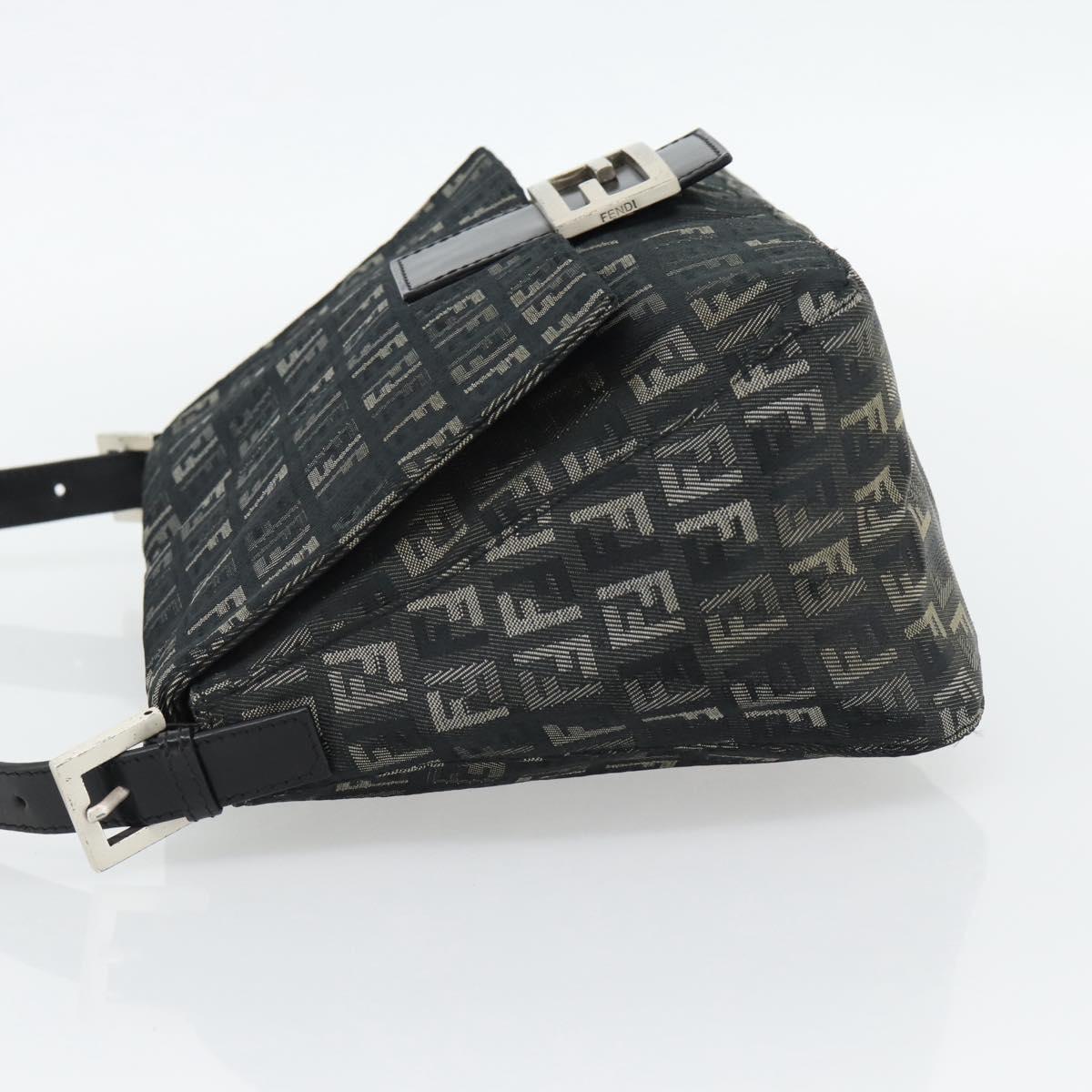 FENDI Zucchino Canvas Mamma Baguette Shoulder Bag Gray Silver Auth 181399V