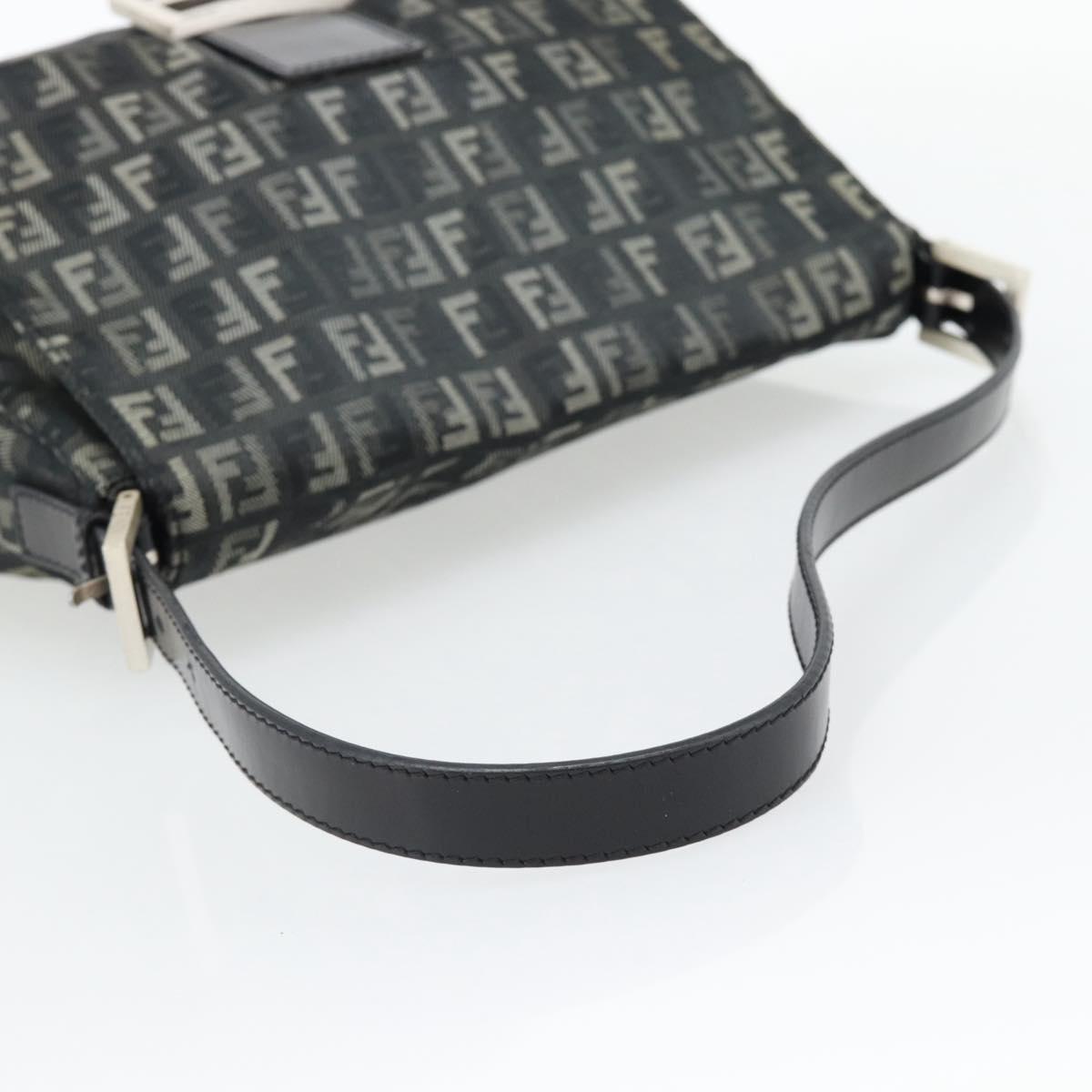 FENDI Zucchino Canvas Mamma Baguette Shoulder Bag Gray Silver Auth 181399V