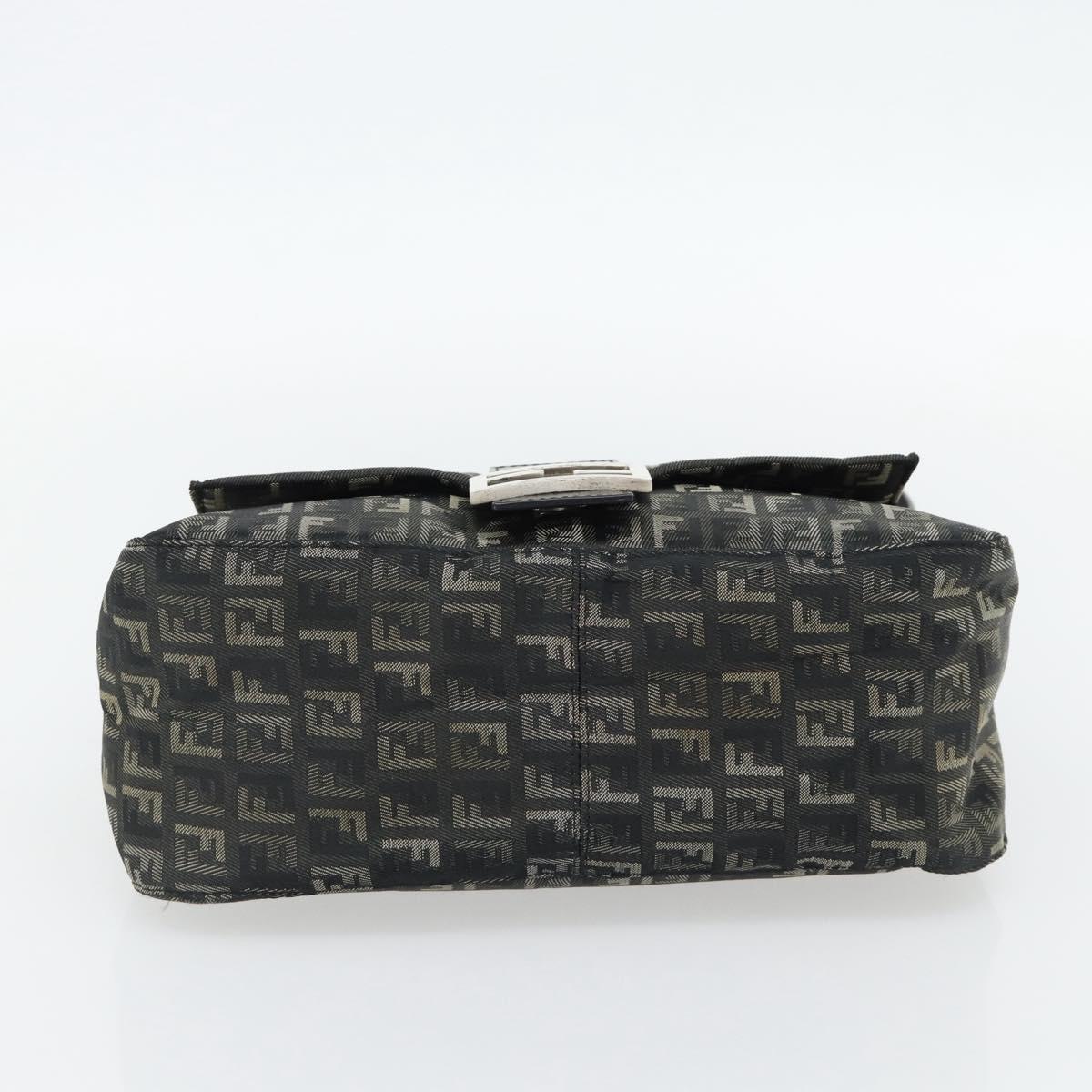 FENDI Zucchino Canvas Mamma Baguette Shoulder Bag Gray Silver Auth 181399V
