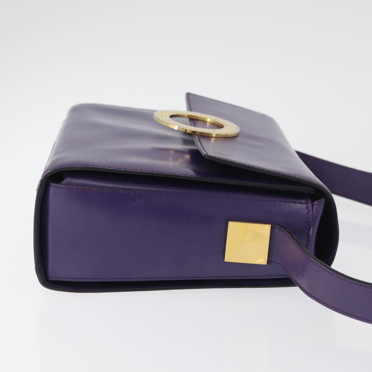 CELINE Circle Shoulder Bag Leather Purple Gold Auth 181402A