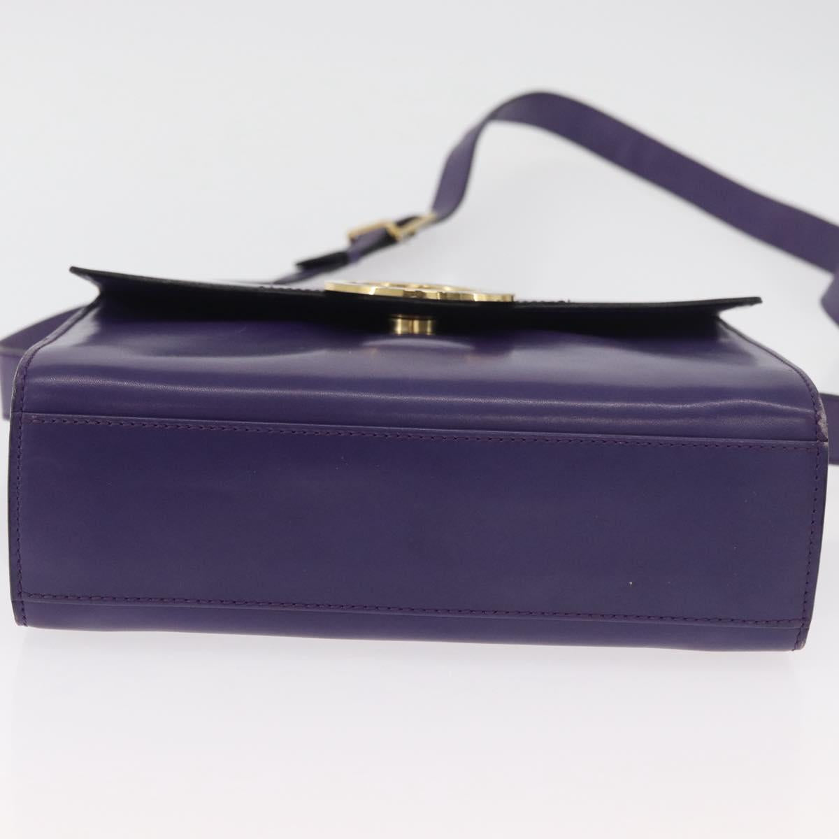 CELINE Circle Shoulder Bag Leather Purple Gold Auth 181402A