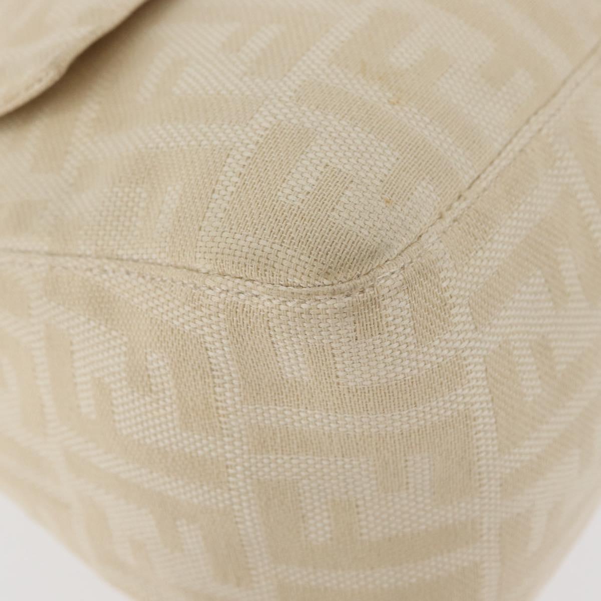 FENDI Zucca Canvas Mamma Baguette Shoulder Bag Ivory Silver Auth 181410A