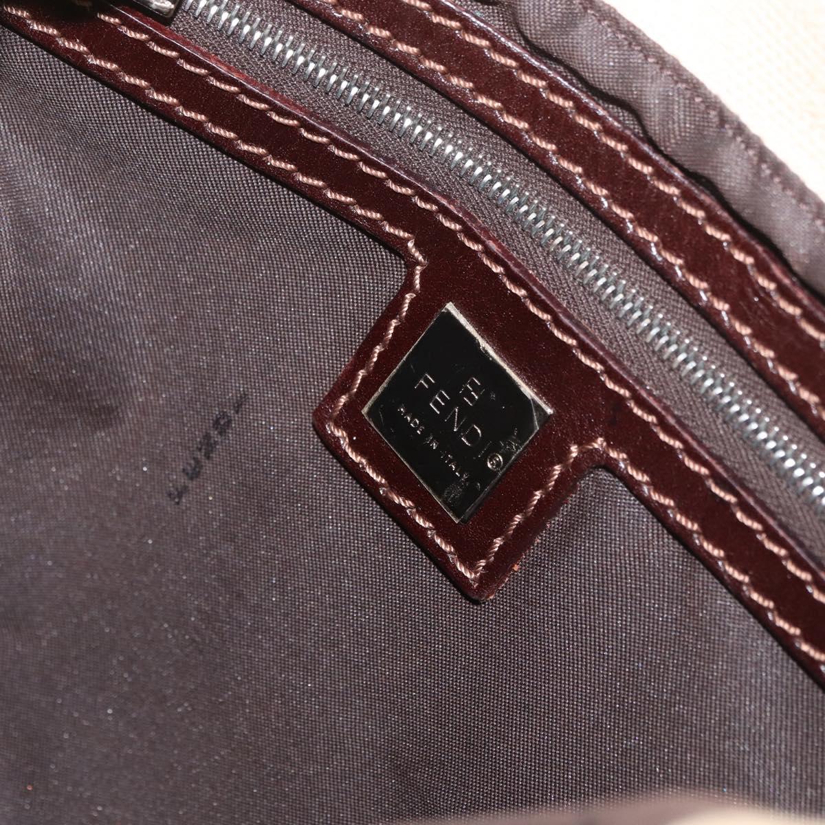 FENDI Zucca Canvas Mamma Baguette Shoulder Bag Ivory Silver Auth 181410A