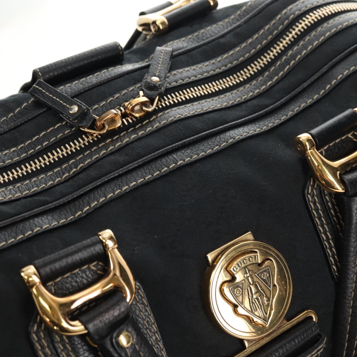GUCCI GG Canvas Sherry Line Histeria Hand Bag Black Gold 186232 Auth 181412V