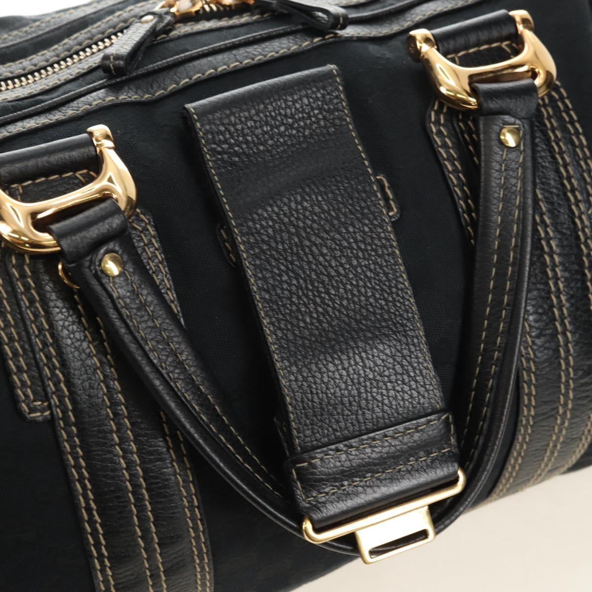GUCCI GG Canvas Sherry Line Histeria Hand Bag Black Gold 186232 Auth 181412V