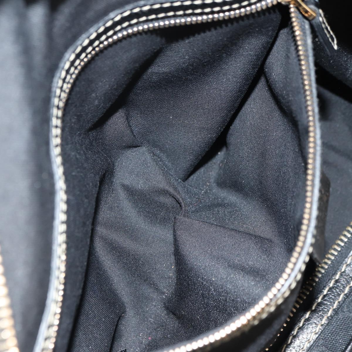 GUCCI GG Canvas Sherry Line Histeria Hand Bag Black Gold 186232 Auth 181412V