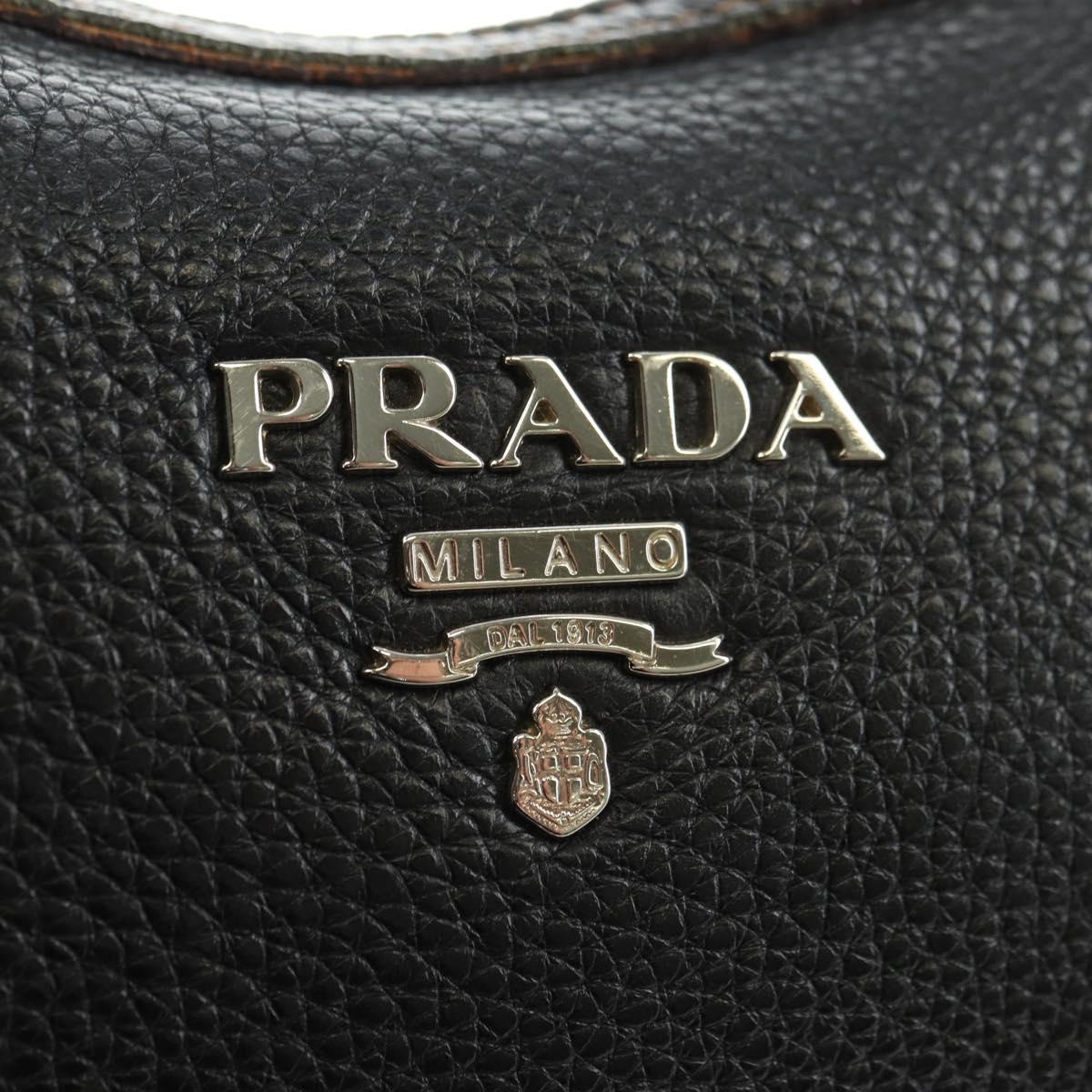 PRADA Shoulder Bag Leather Black Silver Auth 181414SAV