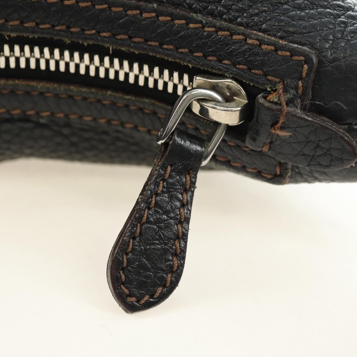 PRADA Shoulder Bag Leather Black Silver Auth 181414SAV