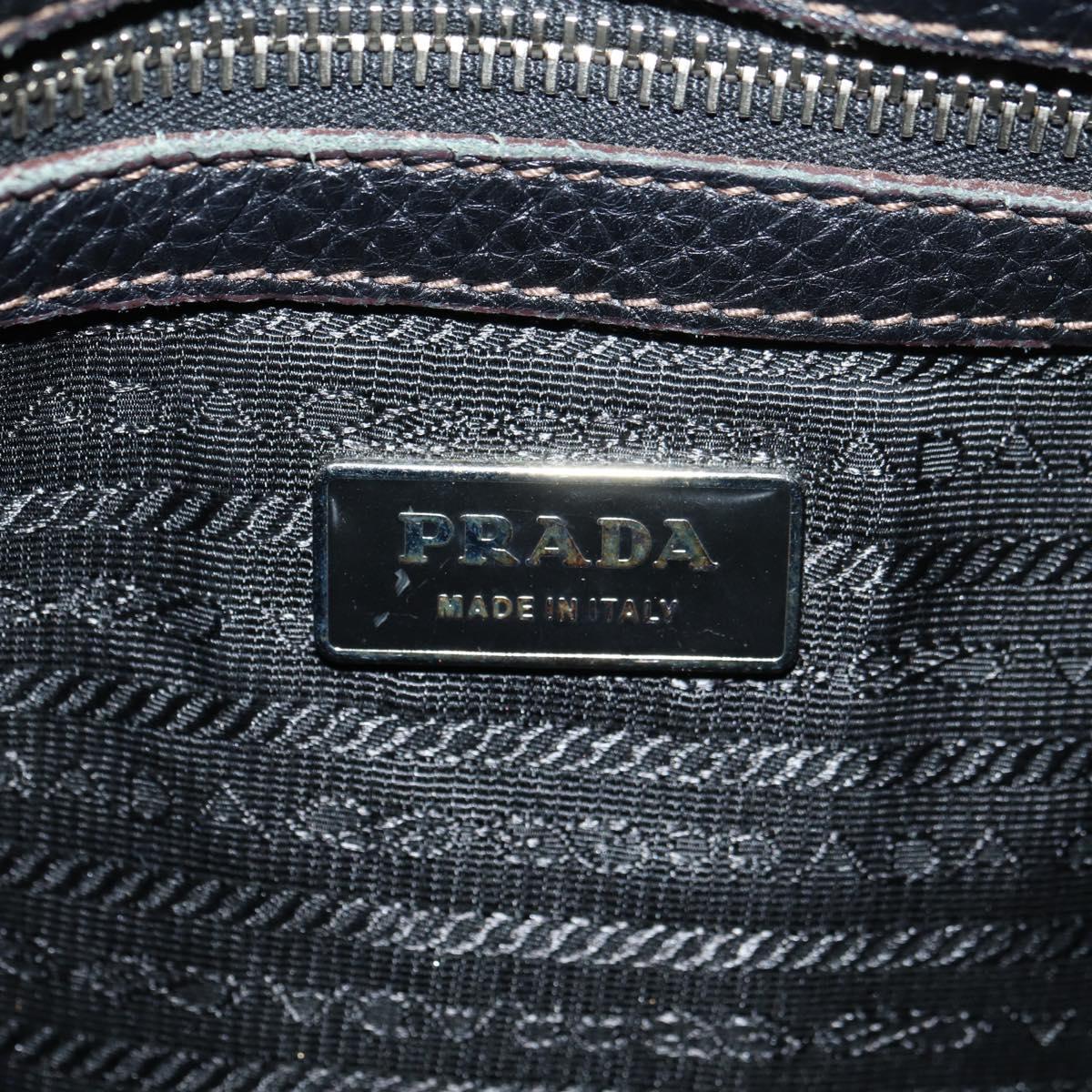 PRADA Shoulder Bag Leather Black Silver Auth 181414SAV