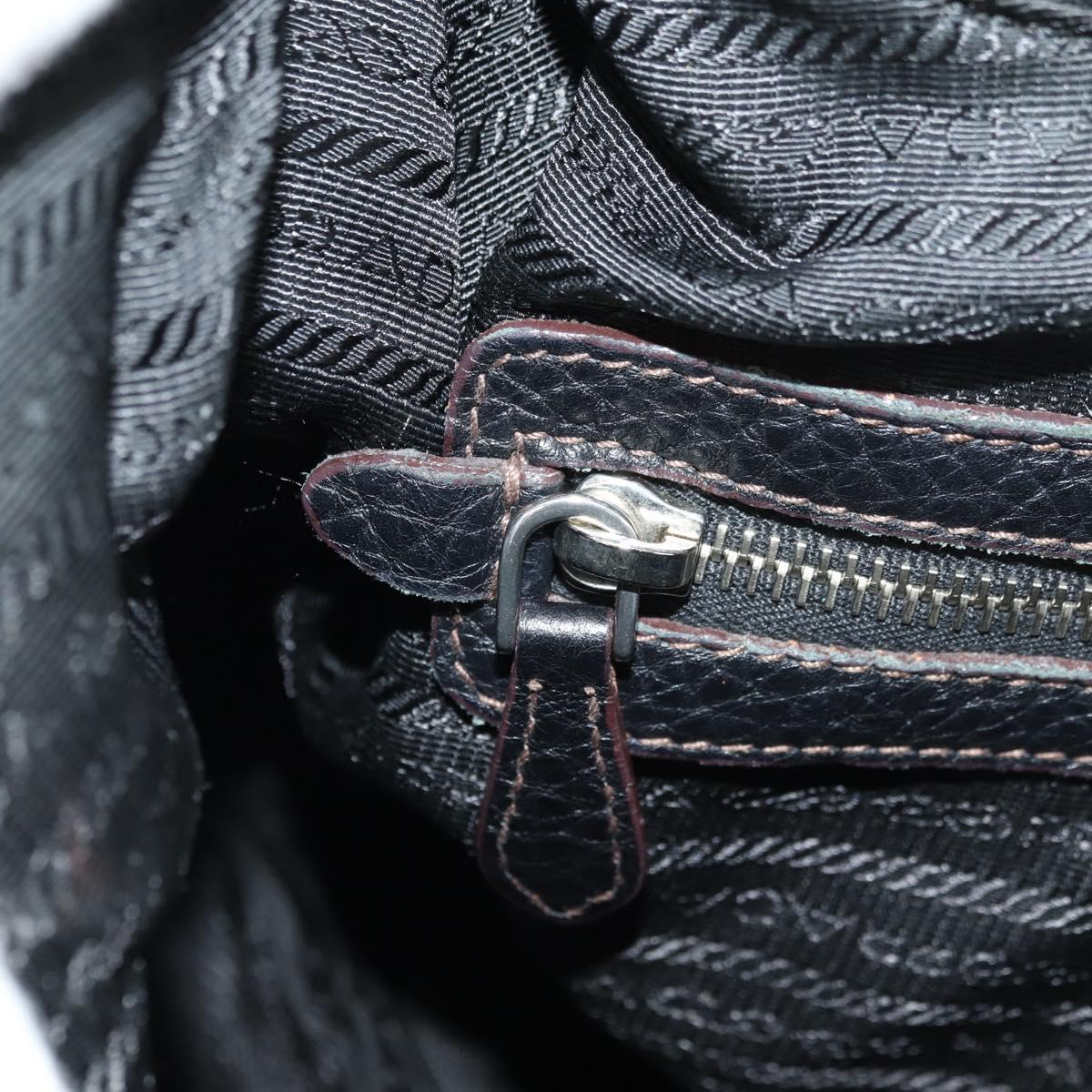 PRADA Shoulder Bag Leather Black Silver Auth 181414SAV