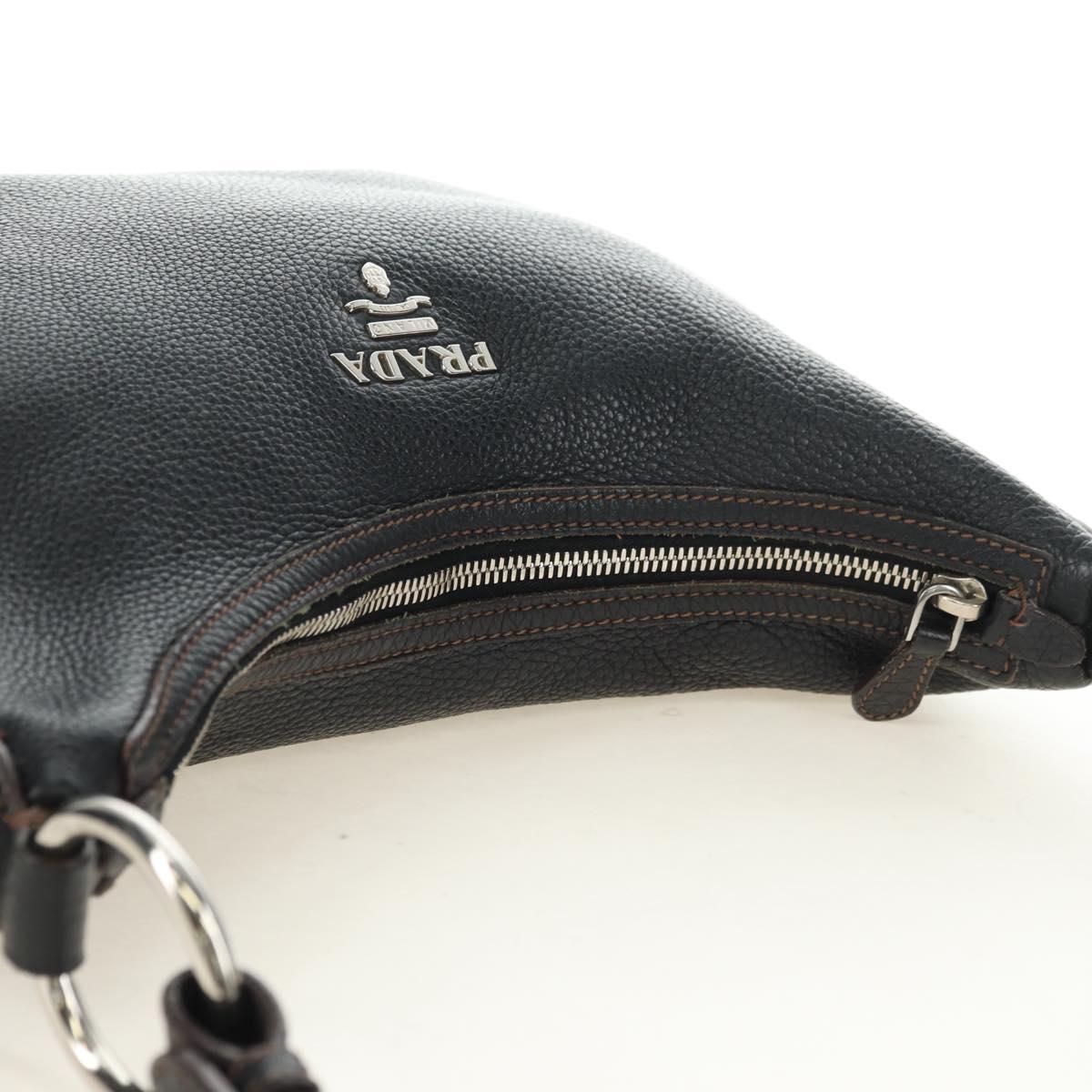 PRADA Shoulder Bag Leather Black Silver Auth 181414SAV