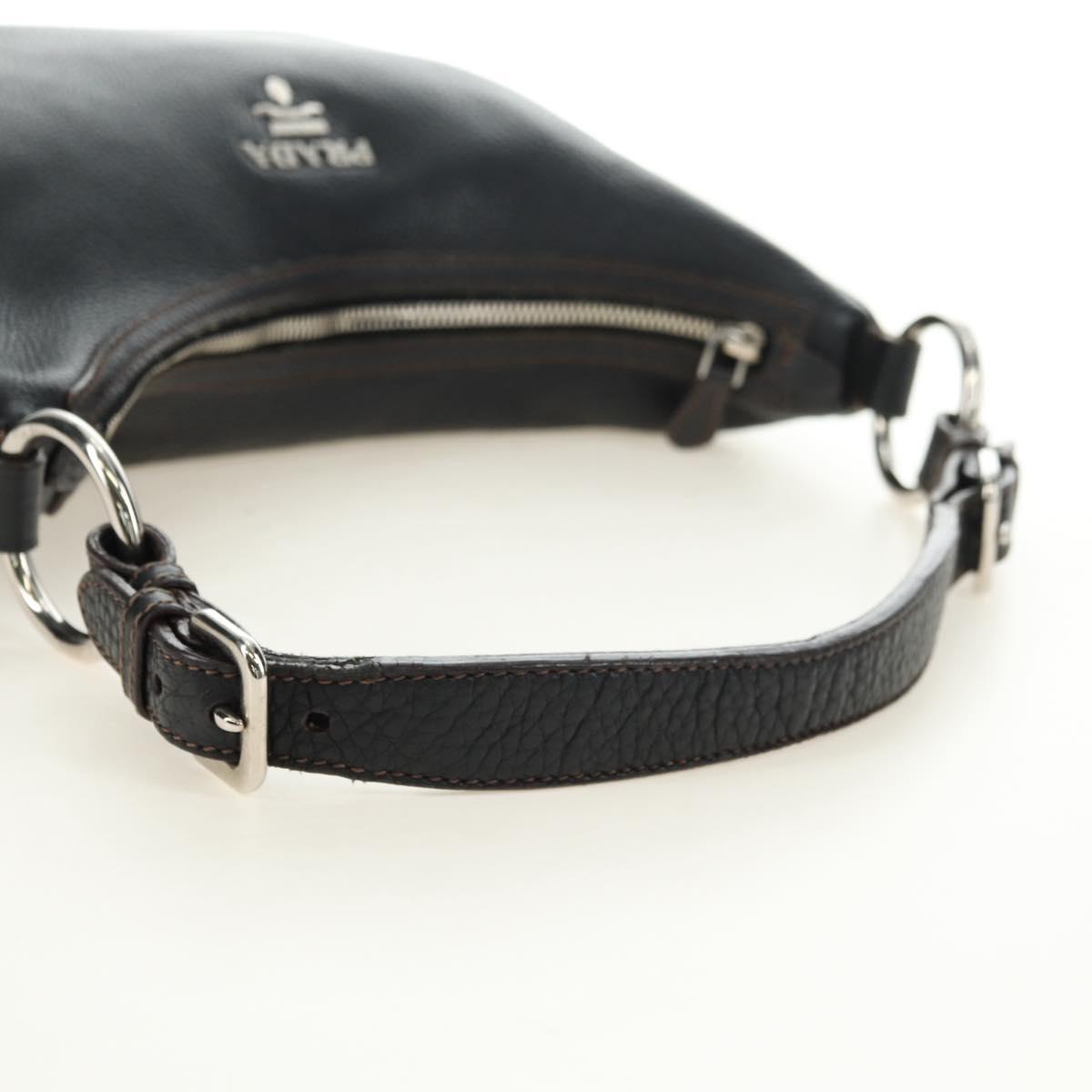 PRADA Shoulder Bag Leather Black Silver Auth 181414SAV