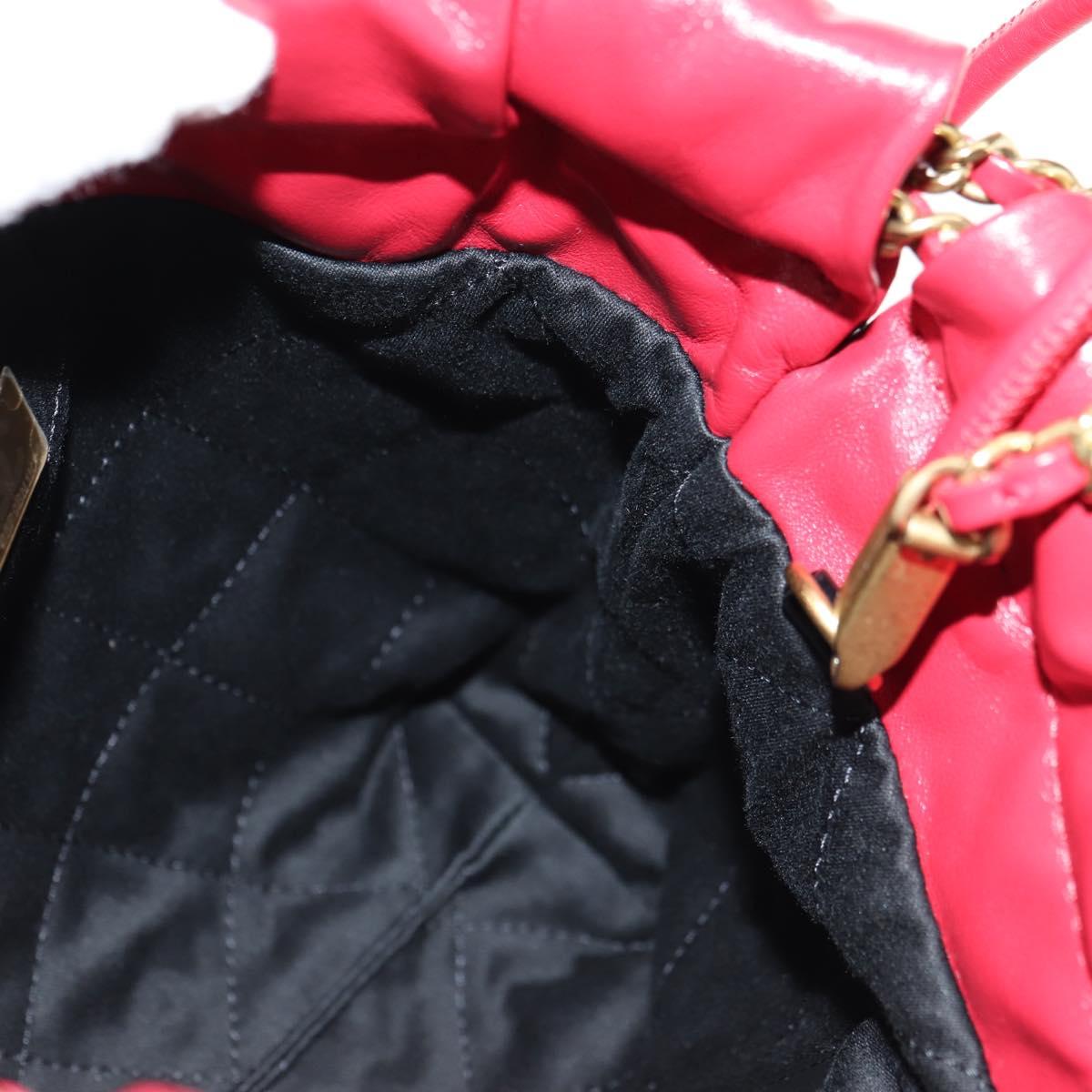 CHANEL Chain Chanel 22 Mini Bag Lamb Skin 2way Red Gold CC Auth 181415SM