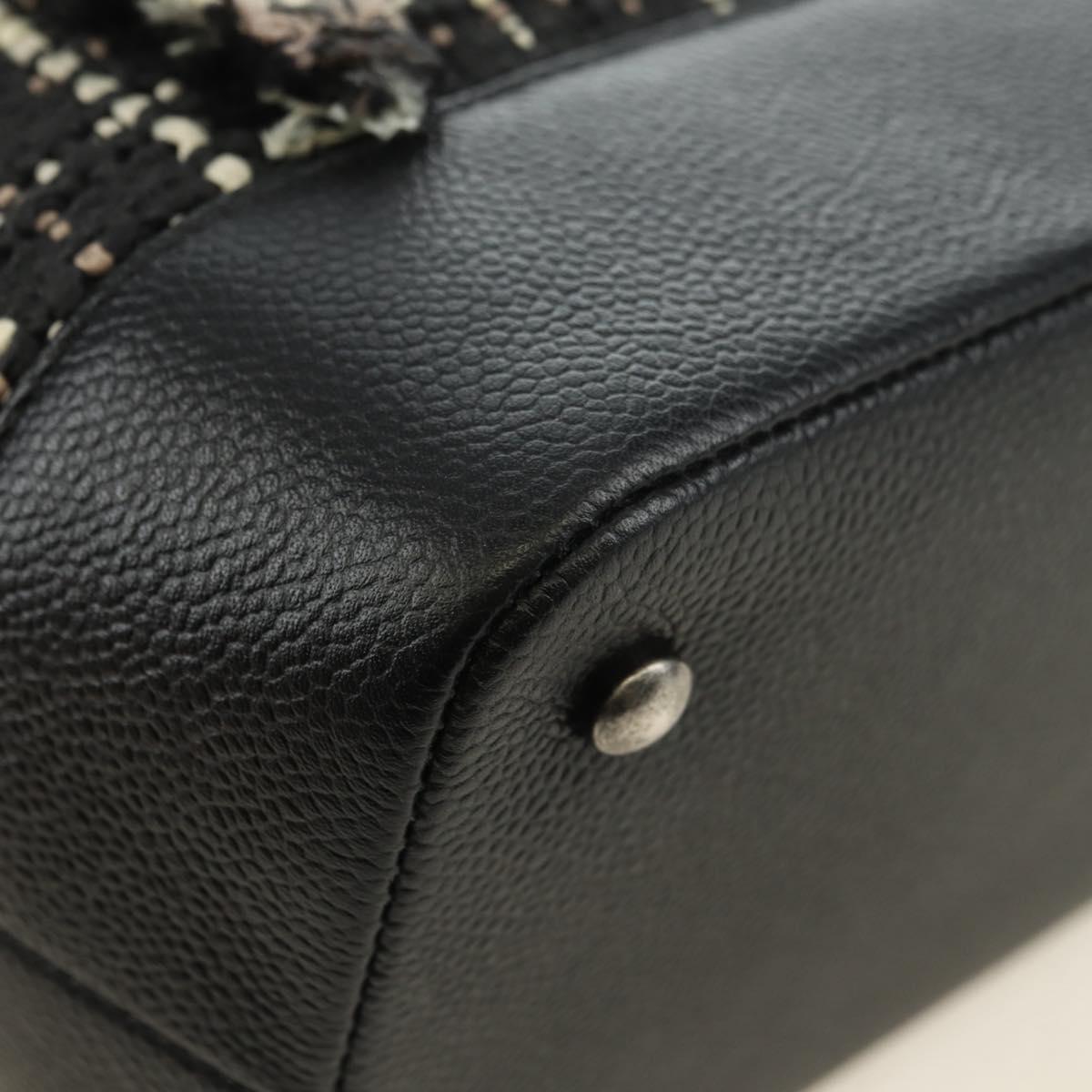 CHANEL Airline Chain Shoulder Bag Tweed 2way Black Silver CC Auth 181416SM