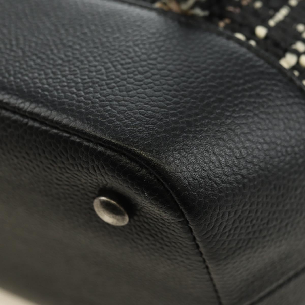 CHANEL Airline Chain Shoulder Bag Tweed 2way Black Silver CC Auth 181416SM