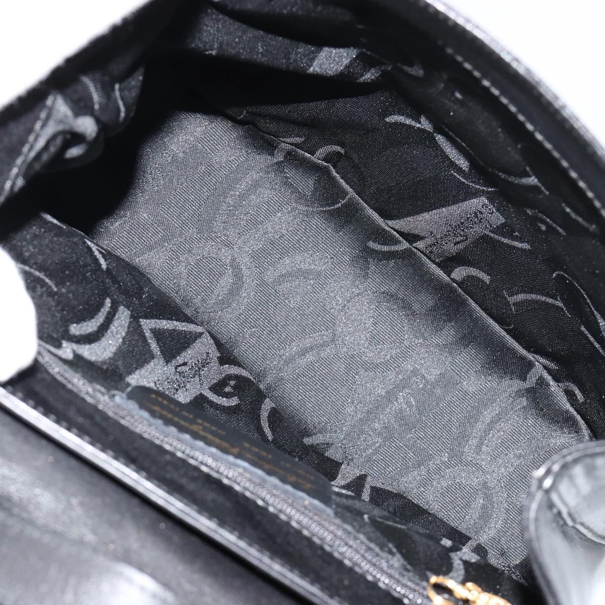 Salvatore Ferragamo Gancini Hand Bag Leather 2way Black Gold Auth 181422A