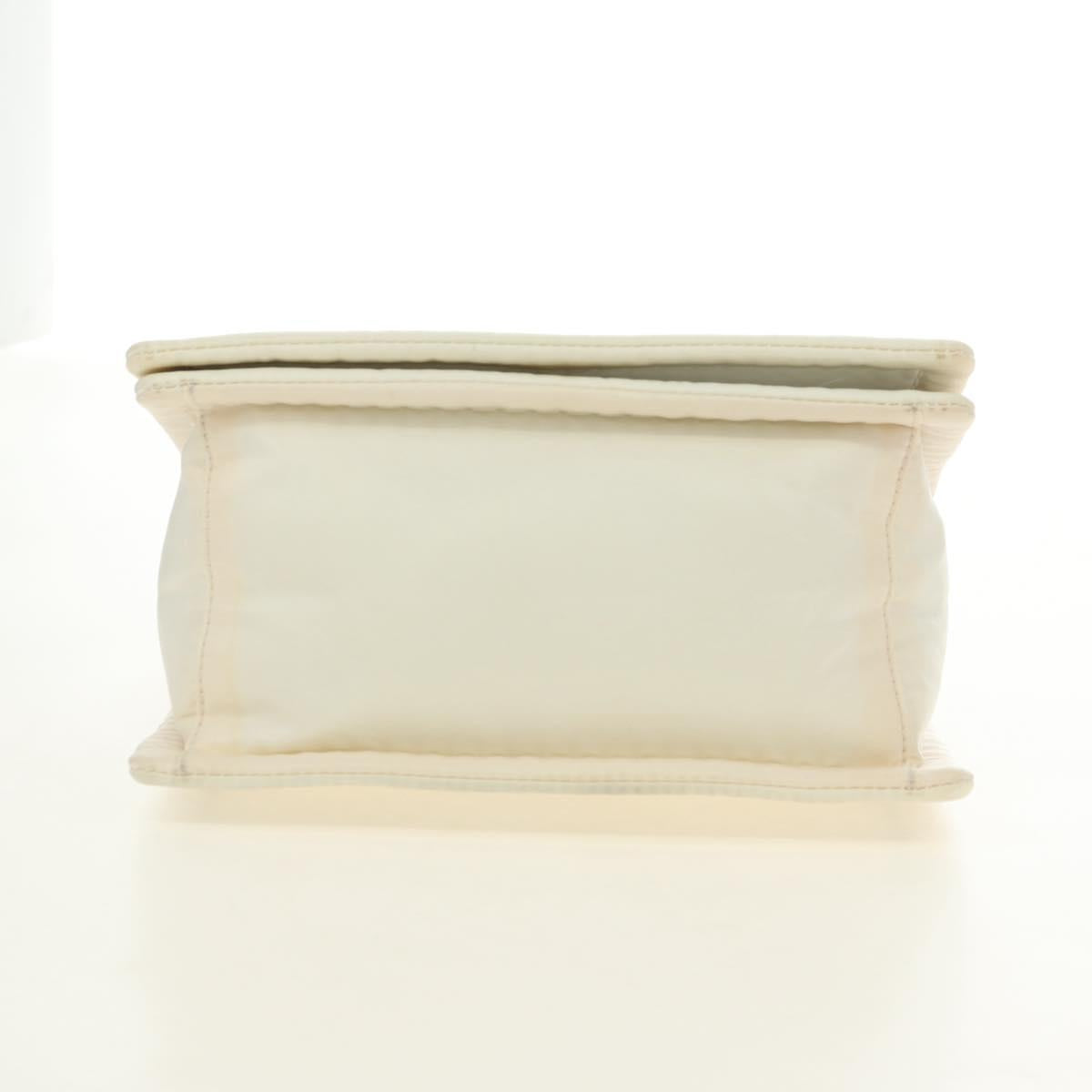 PRADA Chain Shoulder Bag Nylon White Gold Auth 181426V