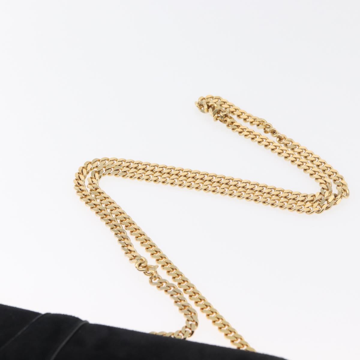 CELINE Chain Shoulder Bag Suede Black Gold Auth 181433A