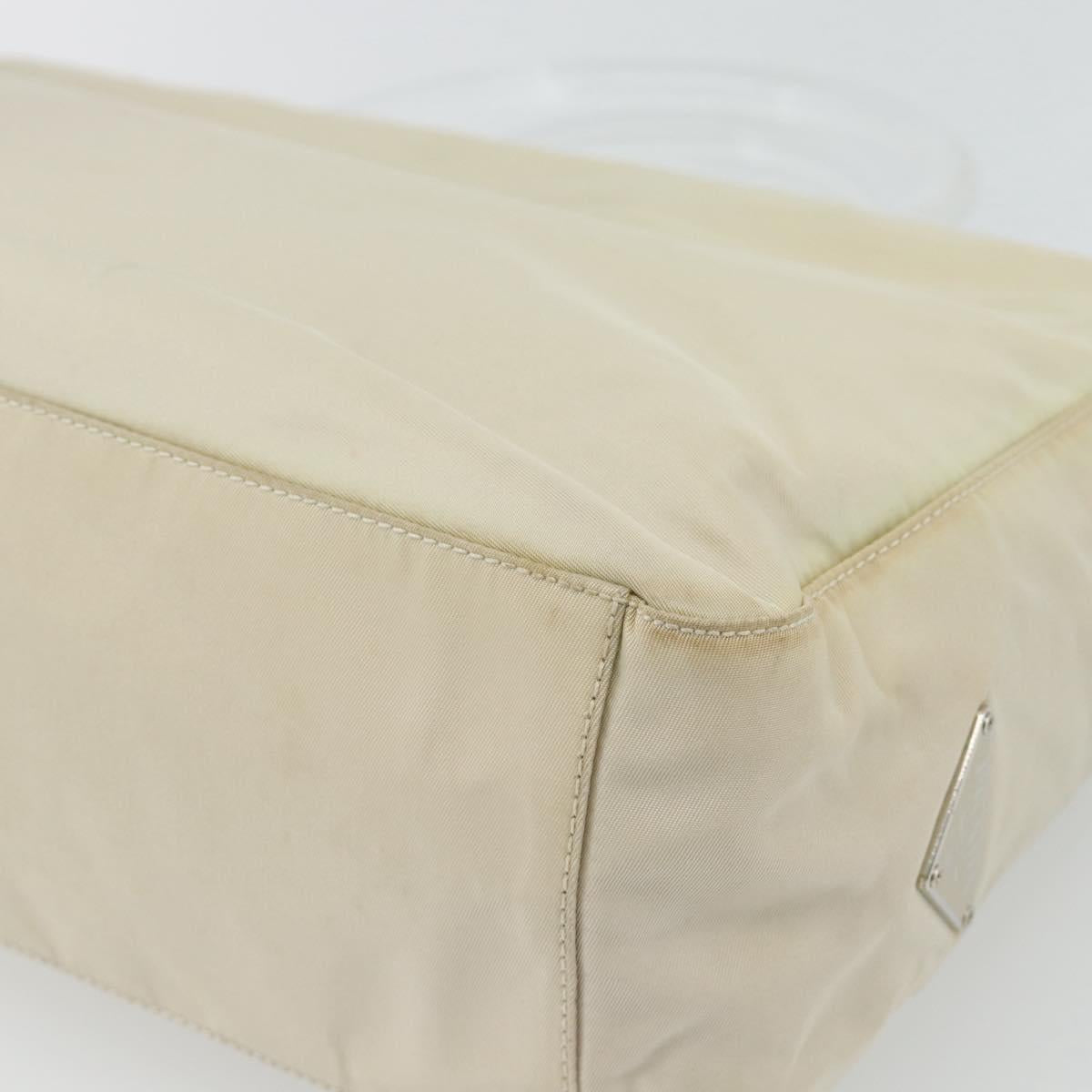 PRADA Hand Bag Nylon Ivory Silver Auth 181436