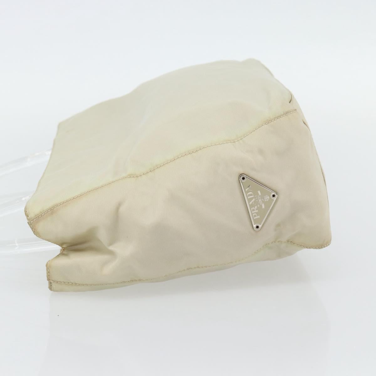 PRADA Hand Bag Nylon Ivory Silver Auth 181436