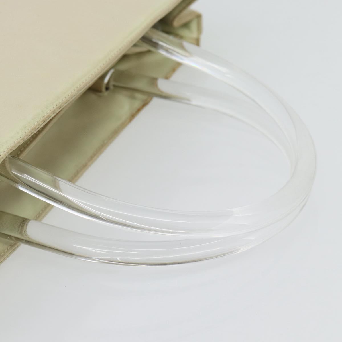 PRADA Hand Bag Nylon Ivory Silver Auth 181436