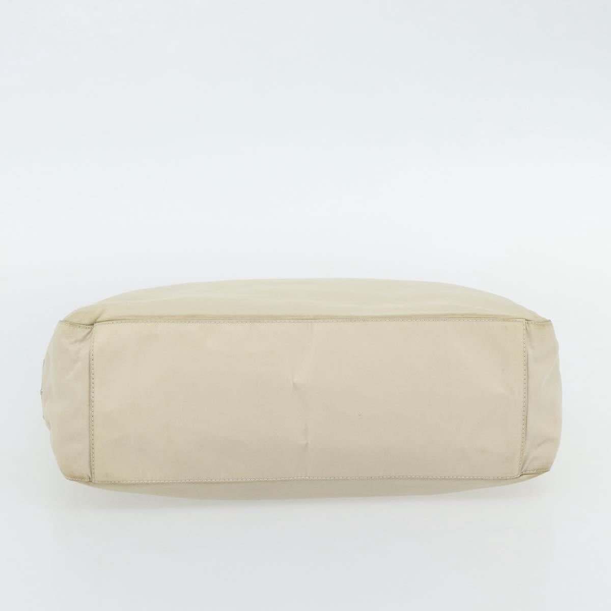PRADA Hand Bag Nylon Ivory Silver Auth 181436