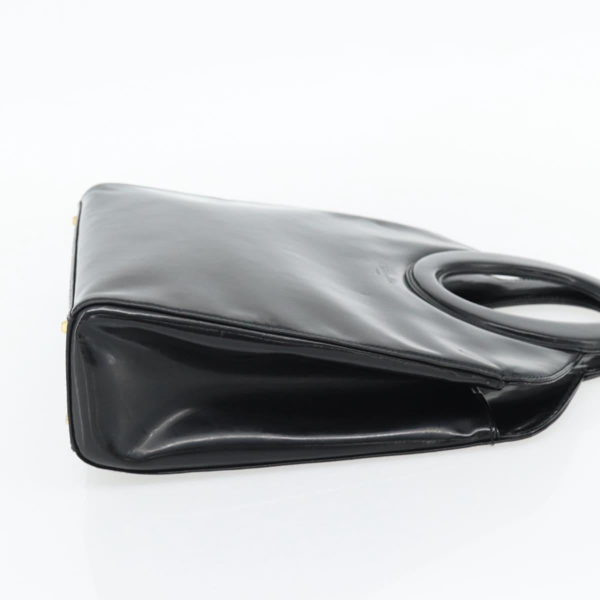 Christian Dior Hand Bag Patent leather Black Gold Auth 181437A