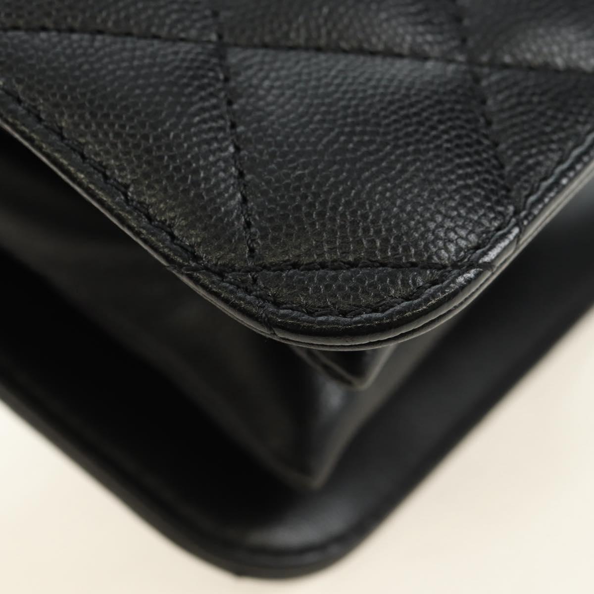 CHANEL Chain Matelasse Shoulder Bag Caviar Skin Black Gold CC Auth 181439SM