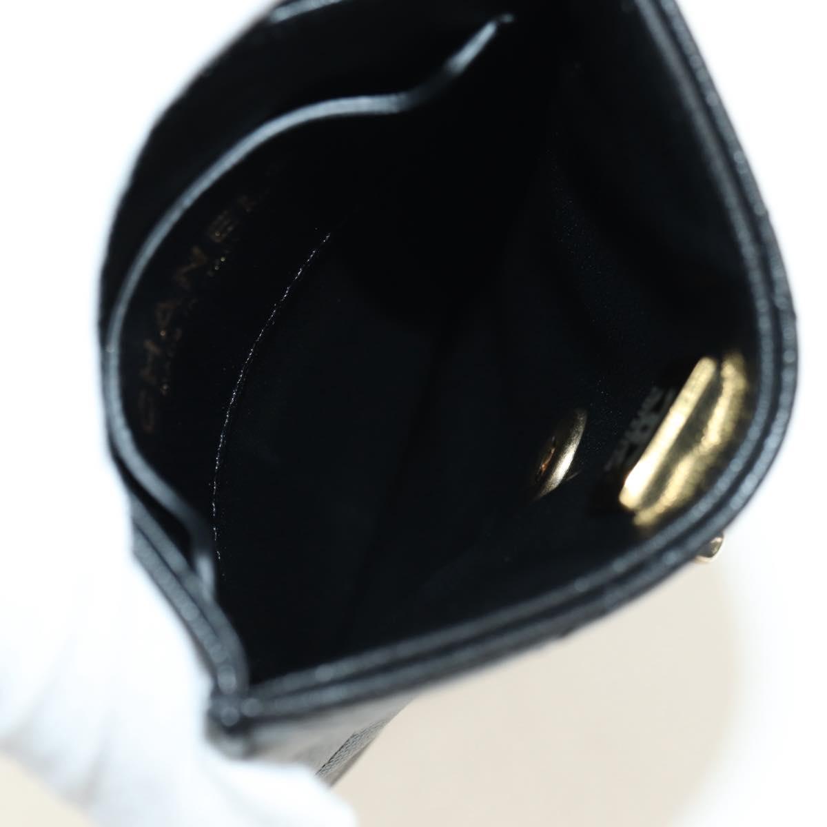 CHANEL Chain Matelasse Shoulder Bag Caviar Skin Black Gold CC Auth 181439SM