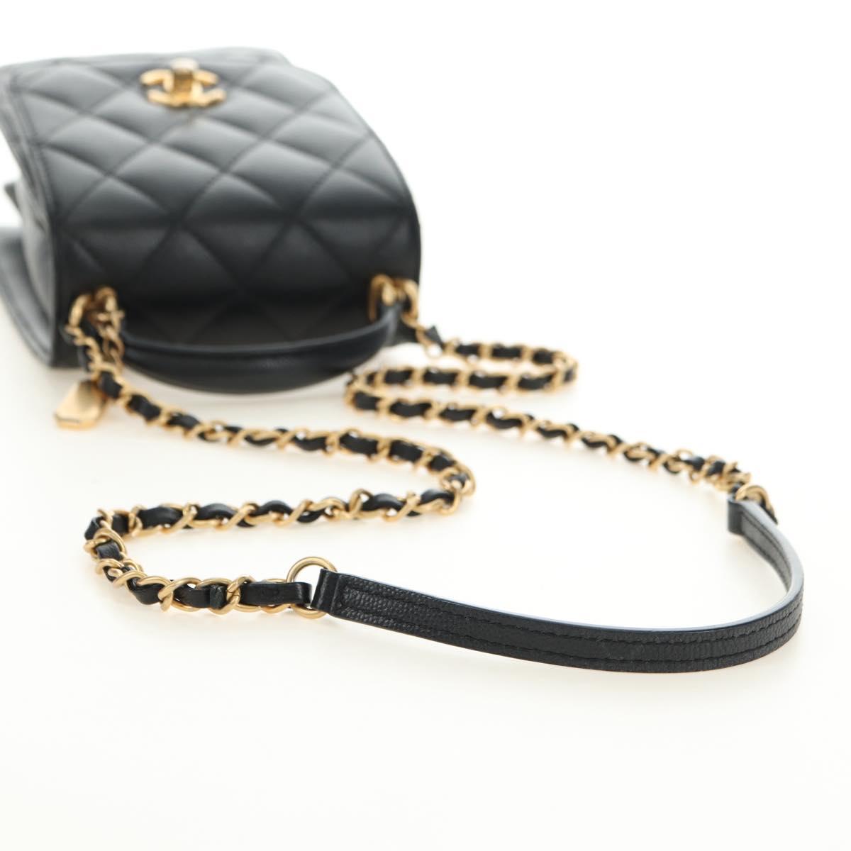CHANEL Chain Matelasse Shoulder Bag Caviar Skin Black Gold CC Auth 181439SM