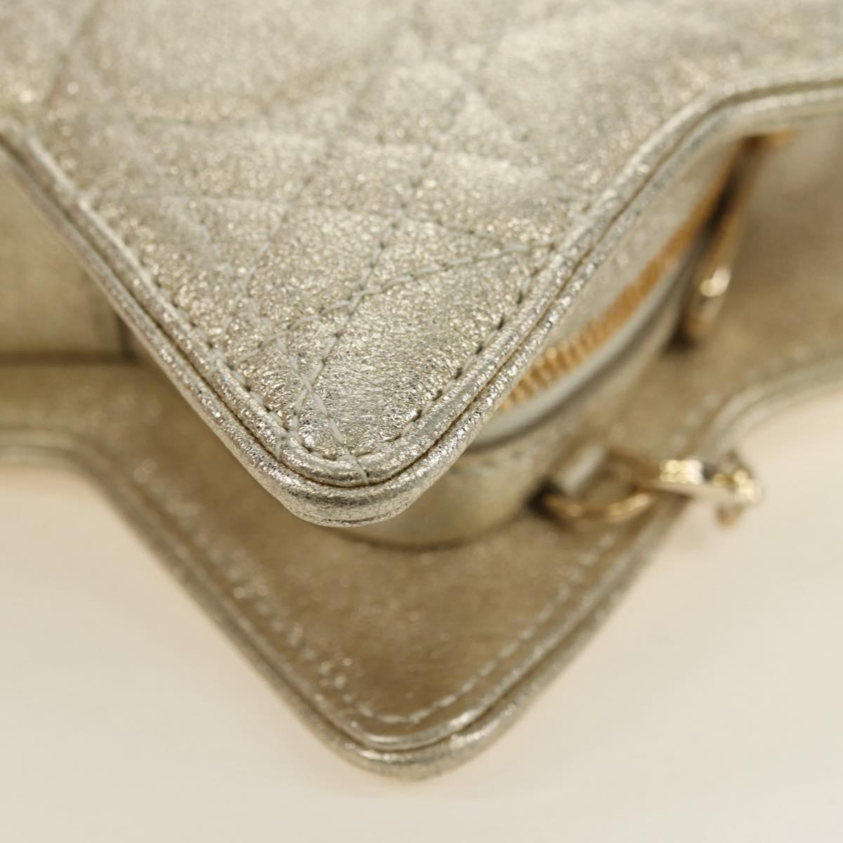 Christian Dior Canage Chain Shoulder Bag Leather Gold Auth 181440SM