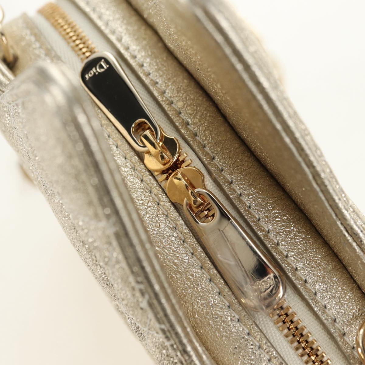 Christian Dior Canage Chain Shoulder Bag Leather Gold Auth 181440SM