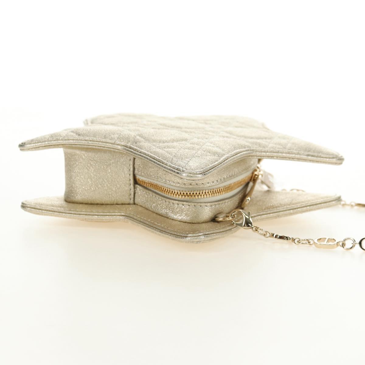 Christian Dior Canage Chain Shoulder Bag Leather Gold Auth 181440SM