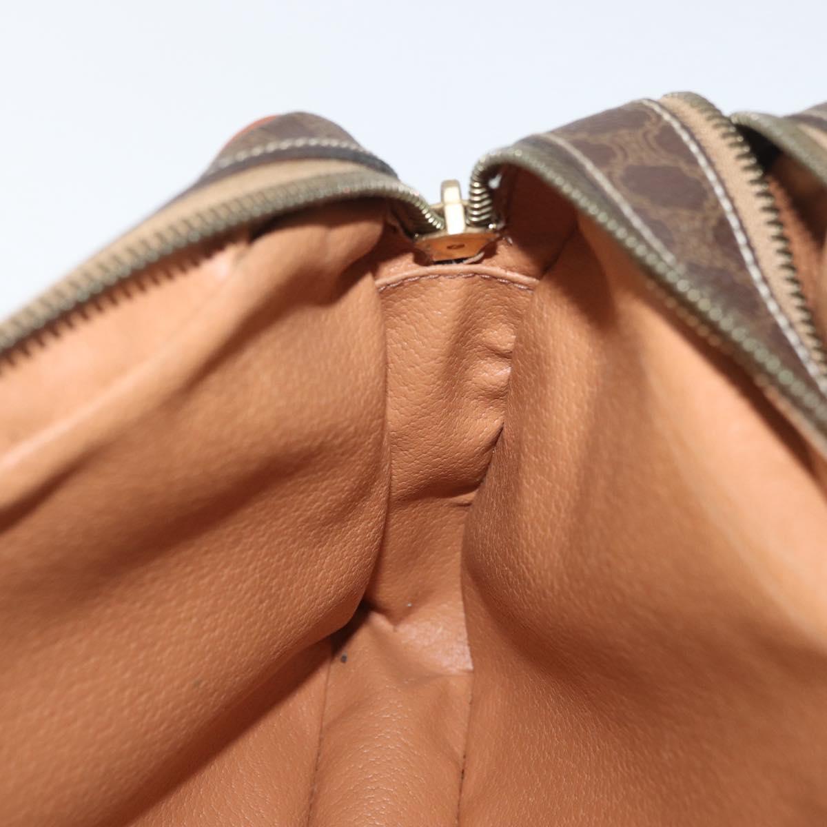 CELINE Macadam Canvas Circle Shoulder Bag PVC Leather Brown Gold Auth 181441A