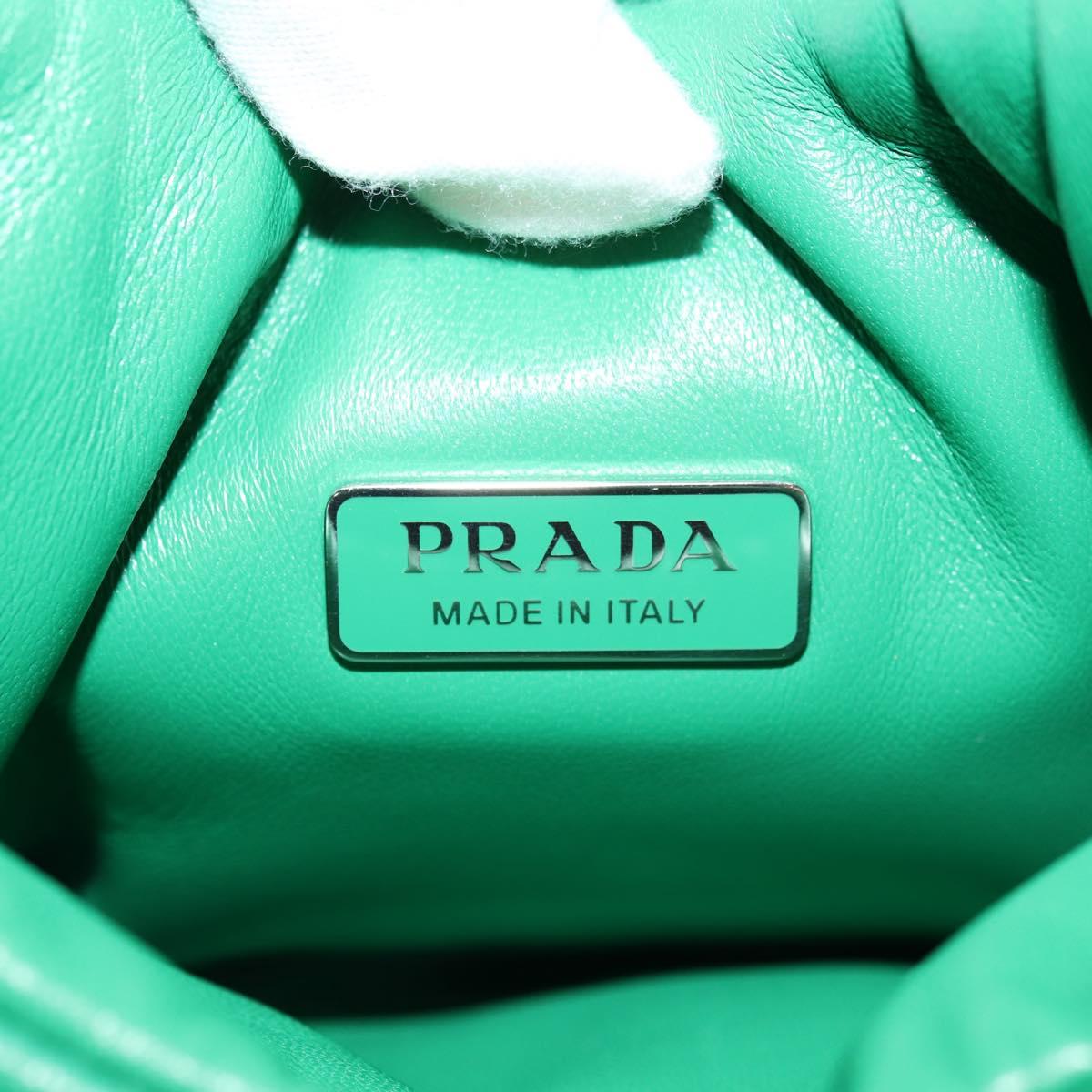 PRADA Hand Bag Leather 2way Green Silver Auth 181442SM
