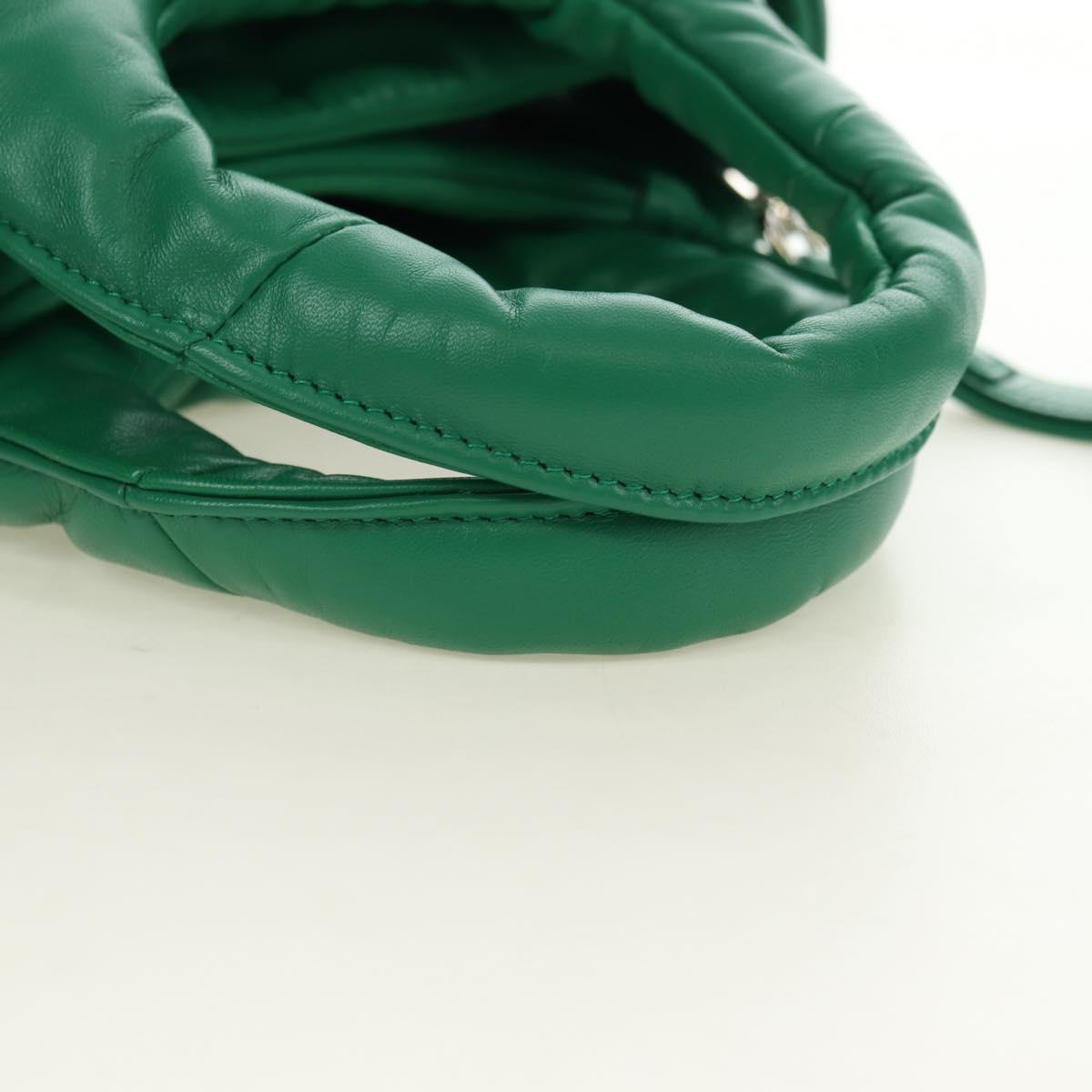 PRADA Hand Bag Leather 2way Green Silver Auth 181442SM
