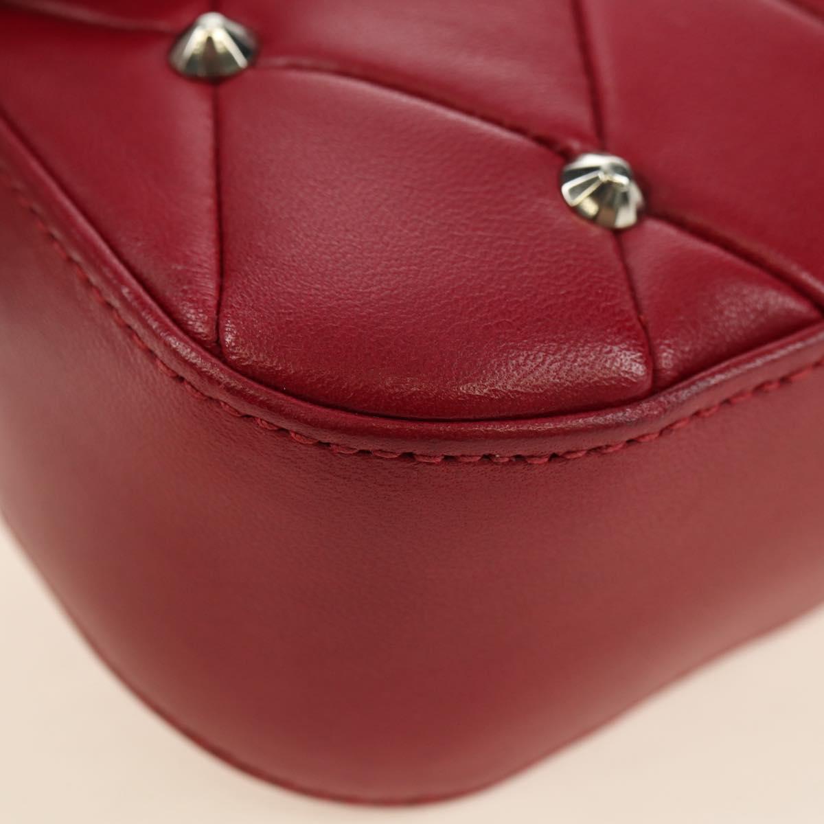 Miu Miu Chain Shoulder Bag Leather Red Silver Auth 181448SAM