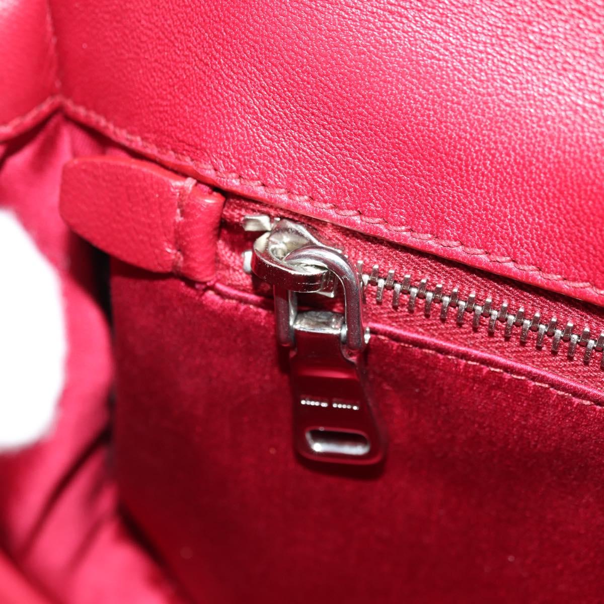 Miu Miu Chain Shoulder Bag Leather Red Silver Auth 181448SAM