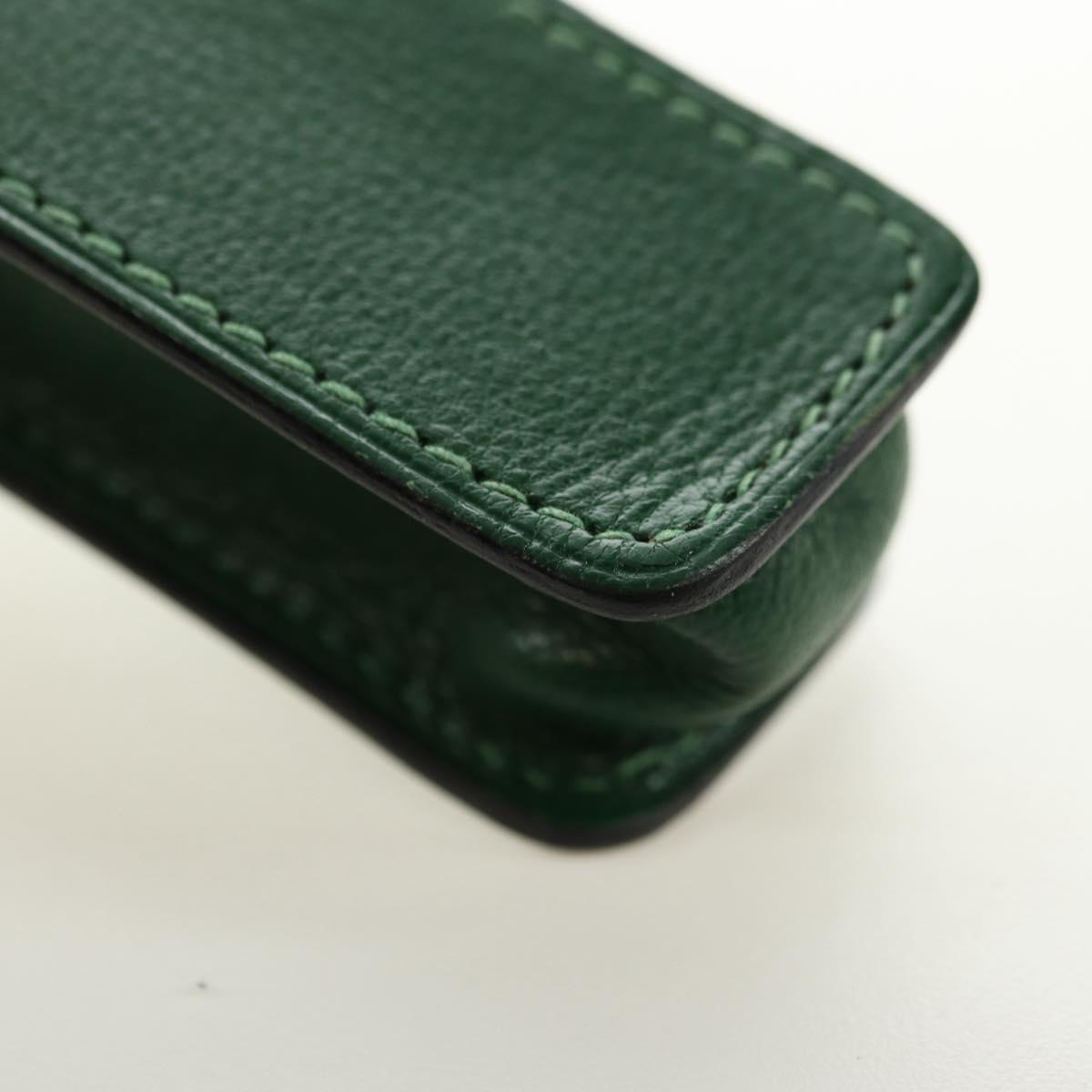 HERMES Lip Case Pouch Leather Green Auth 181451V
